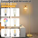 Mid Century Modern Gold Floor Lamp with Amber Glass Shade, Foot Switch,Vintage S... - Image 6