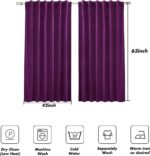 Dark Purple Velvet Curtains 42" W x 63" L Elegant Girl Women Solid Royal Lavende... - Image 6
