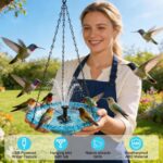 Hanging Bird Bath Fountain, Cascading Outdoor Birdbath with Glass Bowl, USB-Powe... - Image 3