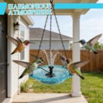 Hanging Bird Bath Fountain, Cascading Outdoor Birdbath with Glass Bowl, USB-Powe... - Image 5