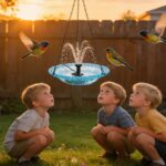 Hanging Bird Bath Fountain, Cascading Outdoor Birdbath with Glass Bowl, USB-Powe... - Image 6