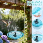 Hanging Bird Bath Fountain, Cascading Outdoor Birdbath with Glass Bowl, USB-Powe... - Image 7