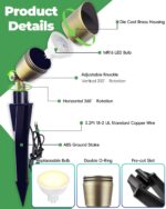 Low Voltage Brass Landscape Light, Solid Outdoor Spotlight with Replaceable MR16... - Image 7