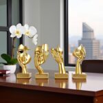 4 PCS Gold Thinker Statue Set – Abstract Sculptures Home Decor for Bookshelf, Of... - Image 8