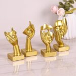 4 PCS Gold Thinker Statue Set – Abstract Sculptures Home Decor for Bookshelf, Of... - Image 9