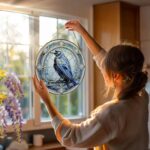 8 Inch Stained Glass Suncatcher Ornament, DOUHASU Crow Sun Catchers Indoor Windo... - Image 3