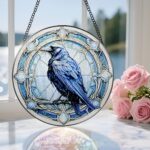 8 Inch Stained Glass Suncatcher Ornament, DOUHASU Crow Sun Catchers Indoor Windo... - Image 6