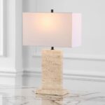 SAFAVIEH Couture Collection Jennabriana Travertine/Black 26-inch Dimmable Table ... - Image 3