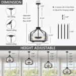 Luupyia 17.7 Inches Glass Drum Chandelier Black, 4Lights Modern Glass Chandelier... - Image 3