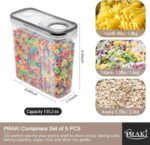 PRAKI 5PCS Cereal Containers Storage Set, BPA Free Airtight Food Storage Contain... - Image 3