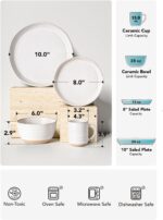 LE TAUCI Plates and Bowls Sets for 4, 16 Piece Stoneware Dinnerware Sets with Mu... - Image 5