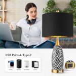 25.5" Touch Control Black and Gold Lamp,3-Way Dimmable Modern Ceramic Table Lamp... - Image 3