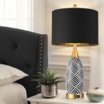 25.5" Touch Control Black and Gold Lamp,3-Way Dimmable Modern Ceramic Table Lamp... - Image 6
