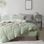 Fluffy Velvet Duvet Cover Set Sage Green Queen Size Fall Winter Soft Warm Flanne... - Image 3