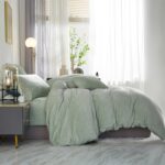 Fluffy Velvet Duvet Cover Set Sage Green Queen Size Fall Winter Soft Warm Flanne... - Image 5
