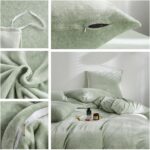 Fluffy Velvet Duvet Cover Set Sage Green Queen Size Fall Winter Soft Warm Flanne... - Image 7