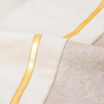 Alerfa 20 x 20 Inch Off White Beige Gold Leather Patchwork Velvet & Polyester Cu... - Image 7