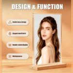 4×6 inch Acrylic Table Top Sign Holder with Beech Wood Base – Double-Sided Menu ... - Image 4