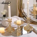 Gold Candle Holder Set of 12, Glass Taper Candle Holders, Gold Candlestick Holde... - Image 7
