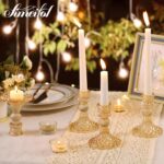 Gold Candle Holder Set of 12, Glass Taper Candle Holders, Gold Candlestick Holde... - Image 8