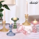 Gold Candle Holder Set of 12, Glass Taper Candle Holders, Gold Candlestick Holde... - Image 9