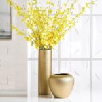 Gold Cylinder Ceramic Vintage Vase - 13.4" Tall Decorative Texture Modern Vase f... - Image 3