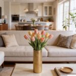 Gold Cylinder Ceramic Vintage Vase - 13.4" Tall Decorative Texture Modern Vase f... - Image 5