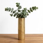 Gold Cylinder Ceramic Vintage Vase - 13.4" Tall Decorative Texture Modern Vase f... - Image 6