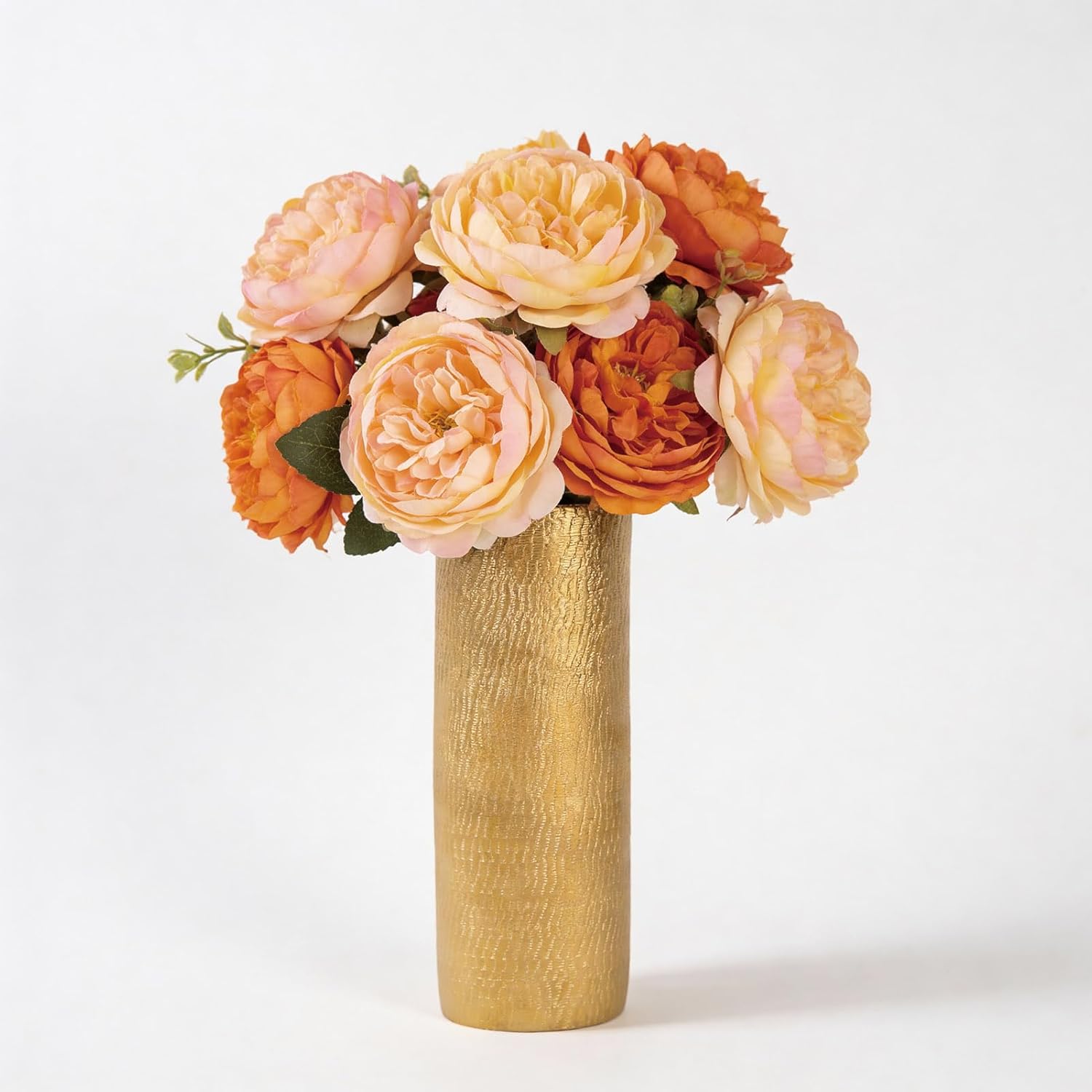 Gold Cylinder Ceramic Vintage Vase - 13.4" Tall Decorative Texture Modern Vase f... - Image 6