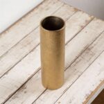 Gold Cylinder Ceramic Vintage Vase - 13.4" Tall Decorative Texture Modern Vase f... - Image 7