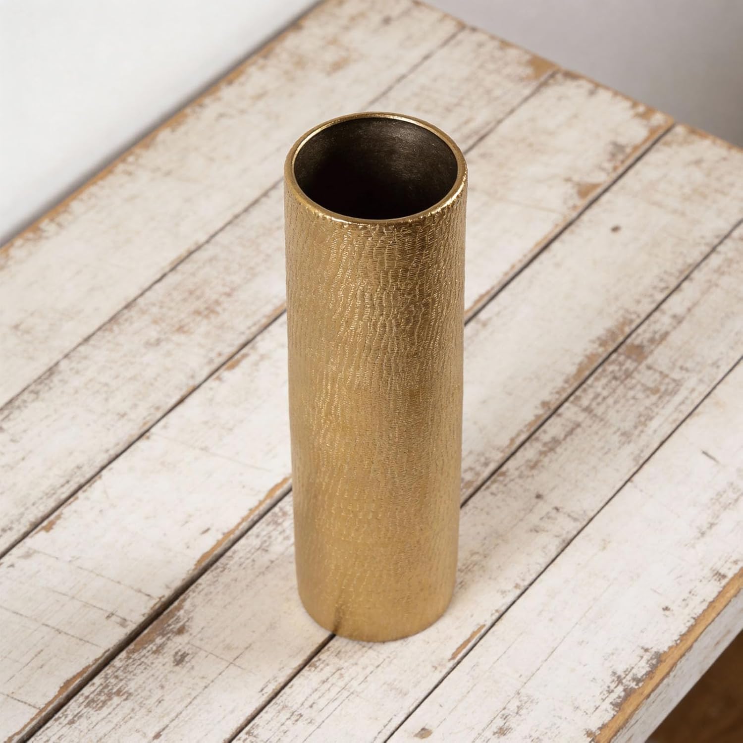 Gold Cylinder Ceramic Vintage Vase - 13.4" Tall Decorative Texture Modern Vase f... - Image 8