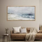 MUDECOR Extra Large Framed Canvas Print Wall Art Serene Beach Watercolor Coastal... - Image 9