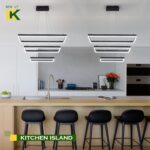 Benkut 3 Rings Modern LED Chandelier Black 31.5inch Rectangle Dimmable LED Penda... - Image 9