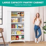 SISESOL Metal Storage Cabinet with Doors and Shelves,White Storage Cabinet with ... - Image 3