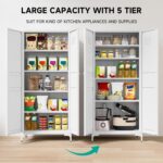 SISESOL Metal Storage Cabinet with Doors and Shelves,White Storage Cabinet with ... - Image 6
