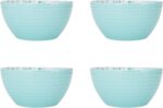 Pfaltzgraff Venice 16-Piece Stoneware Dinnerware Set, Service for 4, Aqua and Wh... - Image 7
