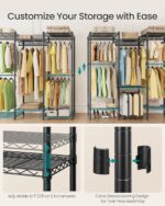 SONGMICS Heavy-Duty Clothes Rack, Garment Rack, Portable Closet, 56.9-Inch Wide ... - Image 5