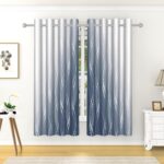 Ombre Blue White Blackout Curtains Thermal Insulated Light Block Room Darkening ... - Image 5