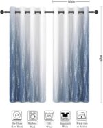 Ombre Blue White Blackout Curtains Thermal Insulated Light Block Room Darkening ... - Image 6