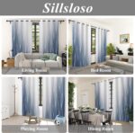 Ombre Blue White Blackout Curtains Thermal Insulated Light Block Room Darkening ... - Image 7