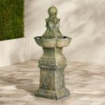 Royal Lion 54" High Large Italian Outdoor Decor Faux Stone Floor Fountain Standi... - Image 3