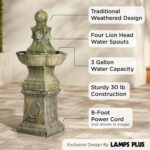 Royal Lion 54" High Large Italian Outdoor Decor Faux Stone Floor Fountain Standi... - Image 4
