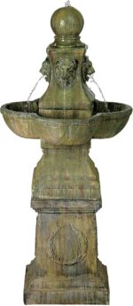 Royal Lion 54" High Large Italian Outdoor Decor Faux Stone Floor Fountain Standi... - Image 6