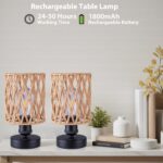 Cordless Outdoor Table Lamps, Small Rattan Boho, Rechargeable Battery Operated f... - Image 5