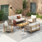 Christopher Knight Home Havets 5 Pieces Outdoor Acacia Furniture Set, Woven Rope... - Image 3