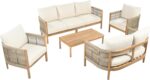 Christopher Knight Home Havets 5 Pieces Outdoor Acacia Furniture Set, Woven Rope... - Image 4