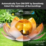 Huaxu Solar Lights Outdoor Garden Decorative Art Metal Lotus Cracked Glass Ball ... - Image 5