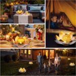 Huaxu Solar Lights Outdoor Garden Decorative Art Metal Lotus Cracked Glass Ball ... - Image 6