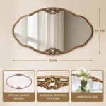 Besdomus Vintage Gold Wall Mirror: 33"x19.5" Baroque Antique Mirror - Vertical o... - Image 3
