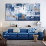 KLAKLA Abstract Canvas Wall Art - Blue and White Picture Artwork for Wall Modern... - Image 3